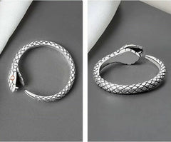 Vintage Snake Shape Adjustable Ring 925 Sterling Silver Women Jewellery UK