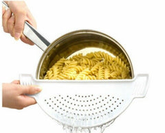 Pot Drainer Strainer Sieve Half Moon Pot Pan Plastic Kitchen Colander Colander