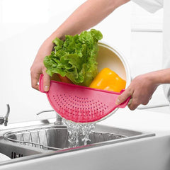 Pot Drainer Strainer Sieve Half Moon Pot Pan Plastic Kitchen Colander Colander